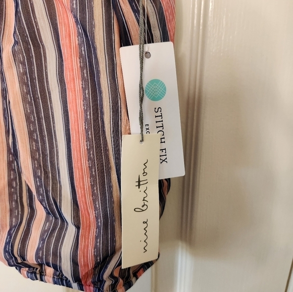 Nine Britton Misha Elastic Strap Cropped Striped Cami Elastic Hem Size L… - Picture 3 of 12